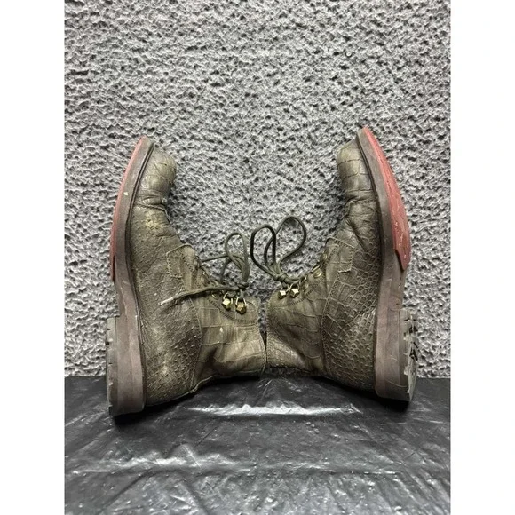 Cesare Paciotti Alligator Embossed Leather Ankle Boots Green Mens Size 7‎ UK